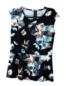 Bar III Peplum Floral Sleeveless Shirt Small