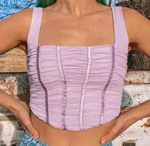 Lavender Purple Mesh Bustier Corset Top