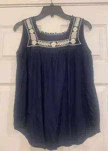 NWT Navy Embroidered Top           E-887