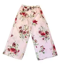 Blu Pepper Pink Wide Leg Floral Pants Belt Medium