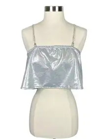 SheIn  Silver Sparkle Chain Crop Top