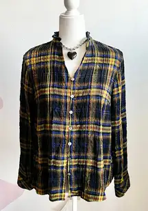 J. Jill Plaid Flannel Top 90s 2000s Cozy Fall Witchy Retro Cottagecore XS
