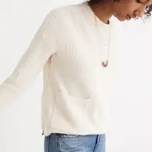 Madewell Bright Ivory Knit Patch Pocket Pullover Sweater J8782