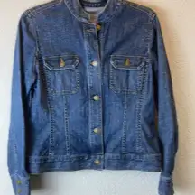 🌞Classic Liz Clairborne Dark Wash Button Down Denim Jacket A45