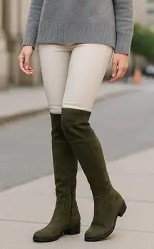 Emanuele Crasto Over the Knee Boots EU 37 / US 6.5 | Military Green Leather‎ NIB