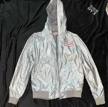 Hunter Silver Hooded Bomber Jacket unisex - Size S