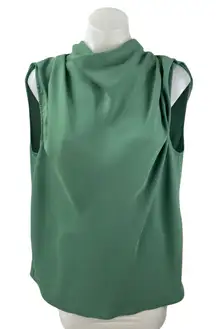 Aritzia Babaton Women's Green Draped Sleeveless Cowl Neck Tank Blouse Top Size M