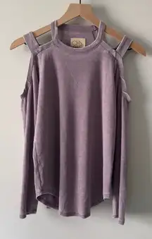 Revolve Chaser Vintage Rib Strappy Long Sleeve Open Shoulder Shirttail Tee Top M