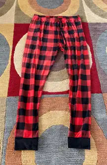 Velvet Plaid Red Black Christmas Holiday Jogger Pajama Pants Sleepwear Women’s M