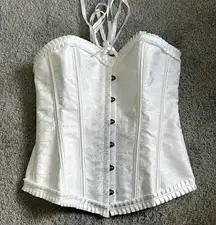 White on white brocade true corset lace up coquette western burlesque size XL