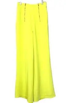 Line & Dot Neon Yellow Double Zipper Front Wide Leg Pants, NWOT, Size Small