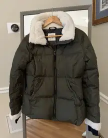 S13 Callie Quilted Down Jacket Faux Fur Trim Small