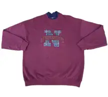 Lee Vintage 90s Nebraska Burgundy Red Embroidered Crewneck Sweater