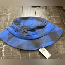 AERIE NWT Blue Gray Plaid Bucket Hat Woman’s One Size Fisherman Style