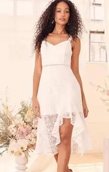 Lulus  Today’s Your Day White Lace MIDI Dress Size Large New with Tags