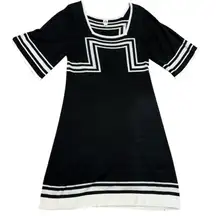 Sangria Black White Geometric Knit Dress Size Large Monochrome Knit Dress EUC