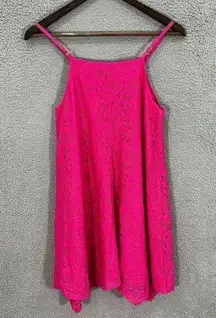 Kaari Blue dress womens small pink floral lace shift sleeveless barbiecore