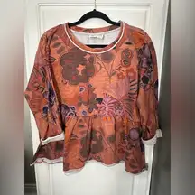 Anthropologie Saturday Sunday Colleen Floral Terry Babydoll Sweater