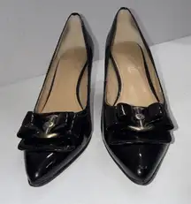 Joan David Black Point Old Money Classy Bow Stiletto Designer Pumps Heels 7M