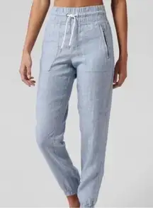 Athleta Women’s 100% Linen Cabo Jogger Pants in Blue/Chambray Size 10