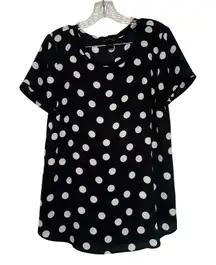 Ann Taylor Black White Polka dot blouse womens medium career office professional
