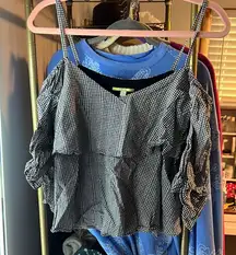 Black and White Gingham Ruffle Top