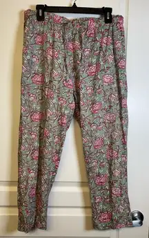 Sundance Green Pants Pink Floral Pajama Casual Pants Size Small EUC #2630