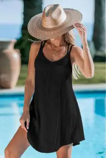 NWT Cupshe‎ Black Eyelet Jersey Sleeveless Cover-Up Dress - Size Small