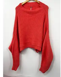 Free People Womens Eva Rib Pullover Sweater Knit Long‎ Sleeve Coral M Oversized