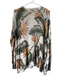 Mumu Mellow knit coverup top floral green yellow and white design long sleeved