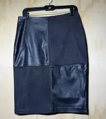 Ivanka Trump Women’s Faux Leather & Suede Patchwork Pencil Skirt – Black