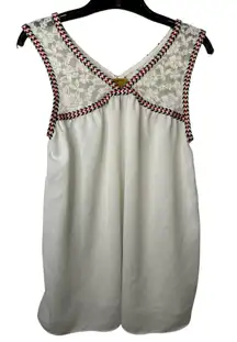 Wrangler White Sleeveless Lace Embroidered Blouse