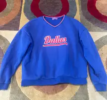 Dallas Texas V Neck Crewneck Sweatshirt Blue Red Sporty Style Size XS