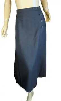 VINTAGE 1980'S SAKS FIFTH AVENUE GRAY PLEATED WOOL MIDI SKIRT (16)