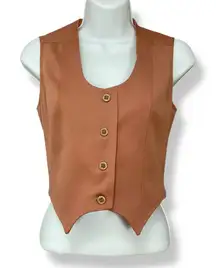 Vintage 70s Vest‎ Women Brown Princess Seams Women Retro Aesthetic Tomboy