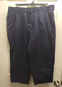 Croft & Barrow NWT Size 1X Navy Blue Mid-Rise Pull-On Elastic Waist Capri Pants