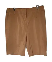 Carlisle Women's Tan Silk Blend Chino Bermuda  Shorts Size 10 Casual Summer