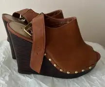 Torrid Studded Wooden Platform Wedges Wide Width Brown Size 10