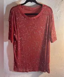 Shein Orange Sheer Top Pullover sheer crew neck lightweight