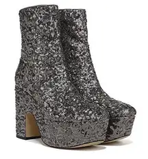 CIRCUS Sam Edelman Silver Sequin Platform Boot Ilana Chunky Heel Size 6.5 New