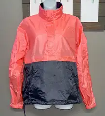 L.L. Bean Salmon/Grey HalfZip Pullover Long Sleeve Adjustable Windbreaker-Medium