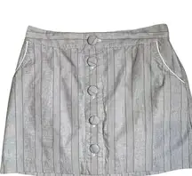 Banana Republic Mini Skirt Faux Button Front Gray‎ Striped Pockets Women Size 8