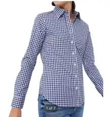 UNTUCKit Womens Blue White Gingham Check Button Down Shirt Size 2