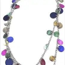 Lia Sophia \"Prismatic\" Mother of Pearl Multicolored Discs Long Necklace