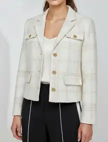 J.MCLAUGHLIN Claudie Plaid Tweed Jacket, Off-White, Medium