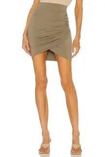 Michael Stars NEW  Size Large Cross Front Mini Skirt Draped Slimming Olive Green