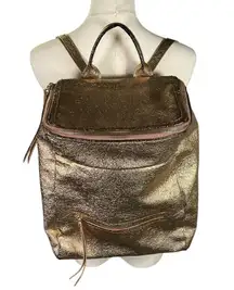Urban Expressions Metallic Gold Vegan Leather Backpack Purse Bookbag Travel