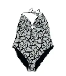 NWT $178 ROBERT GRAHAM Black & White SWIMSUIT ONE PEICE US 16 XL FLATTERING