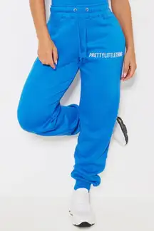PrettyLittleThing  High Waisted Cuffed Joggers Blue Small NWT IN PACKAGE