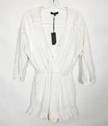 NWT Honey Punch White Beachy Romper Size Small Ruffle Hem